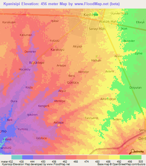 Kyanisipi,Turkey Elevation Map