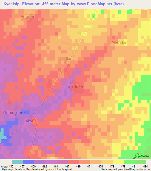 Kyanisipi,Turkey Elevation Map