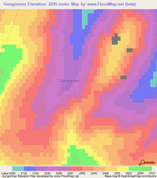 Gungormez,Turkey Elevation Map