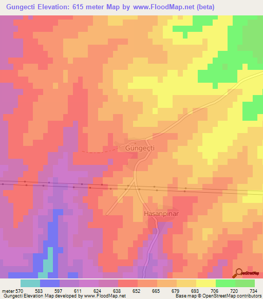 Gungecti,Turkey Elevation Map