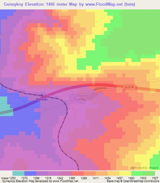 Guneykoy,Turkey Elevation Map