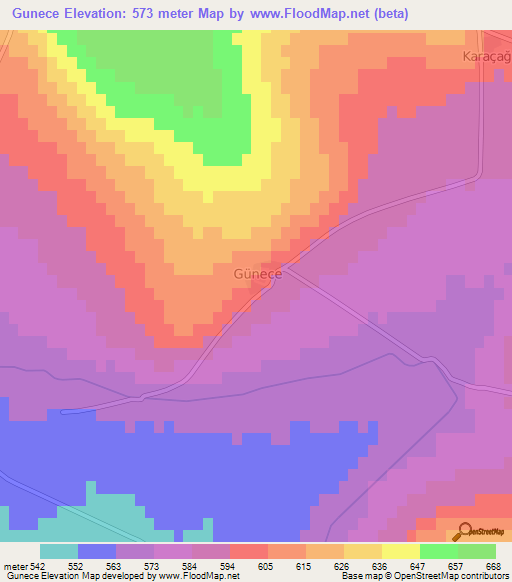 Gunece,Turkey Elevation Map