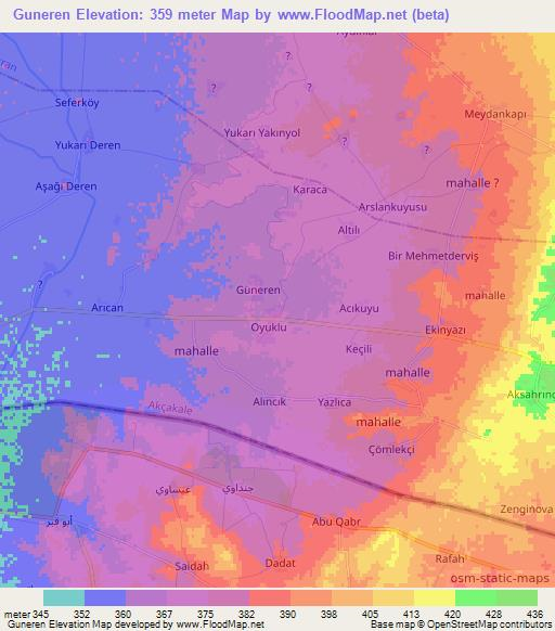Guneren,Turkey Elevation Map