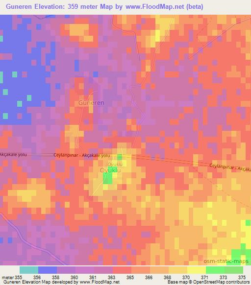 Guneren,Turkey Elevation Map