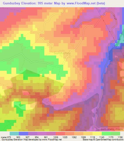 Gunduzbey,Turkey Elevation Map