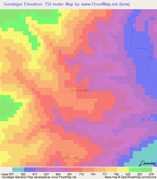 Gundeger,Turkey Elevation Map