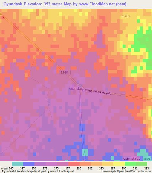 Gyundash,Turkey Elevation Map