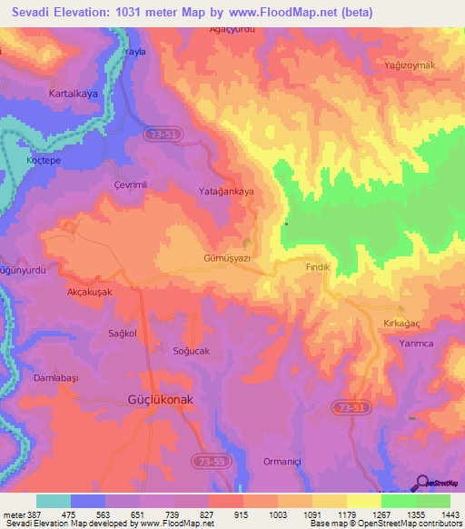 Sevadi,Turkey Elevation Map