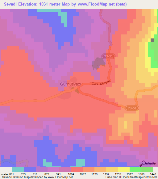 Sevadi,Turkey Elevation Map