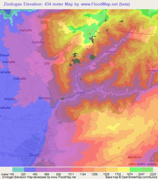 Zindogan,Turkey Elevation Map