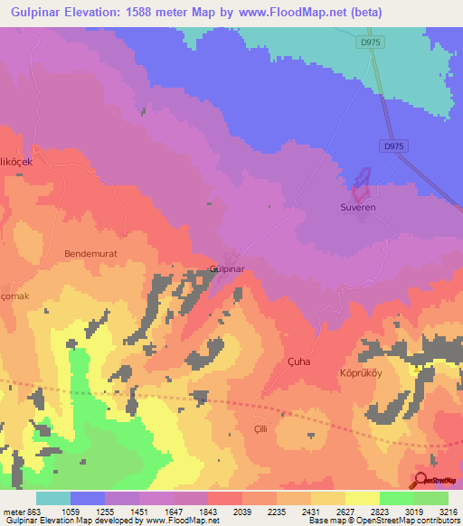 Gulpinar,Turkey Elevation Map