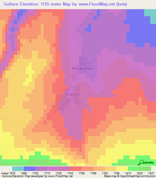 Gulluce,Turkey Elevation Map