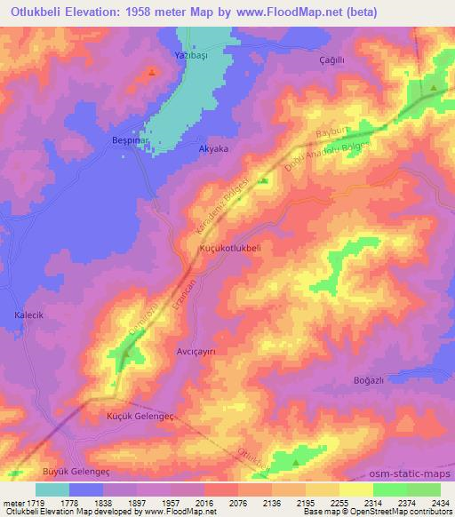 Otlukbeli,Turkey Elevation Map