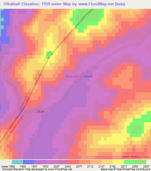Otlukbeli,Turkey Elevation Map