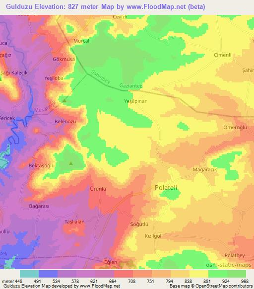 Gulduzu,Turkey Elevation Map