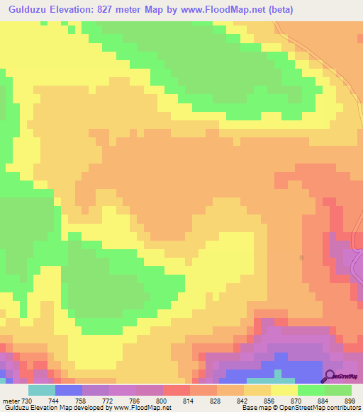 Gulduzu,Turkey Elevation Map