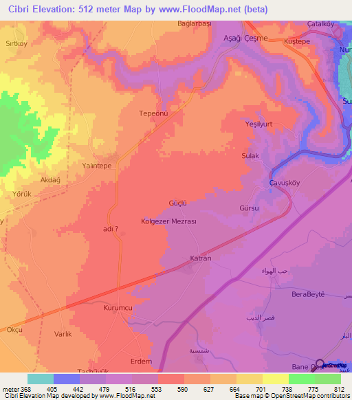 Cibri,Turkey Elevation Map