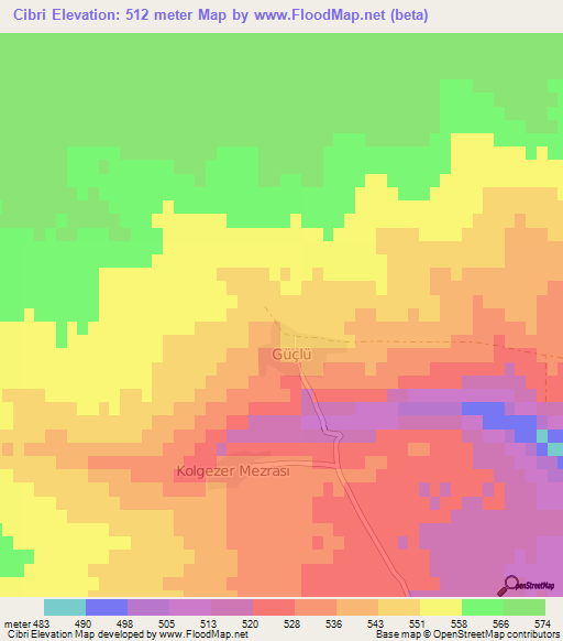 Cibri,Turkey Elevation Map