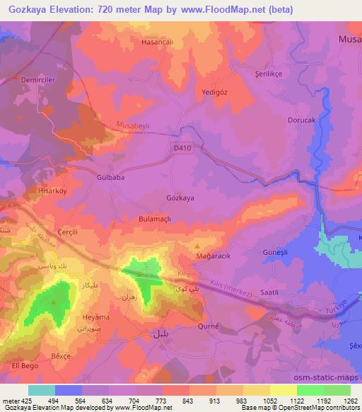 Gozkaya,Turkey Elevation Map