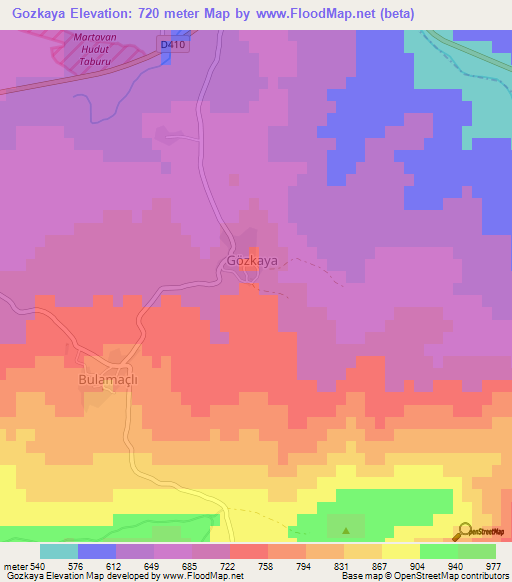 Gozkaya,Turkey Elevation Map