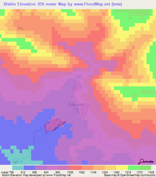 Bisbin,Turkey Elevation Map