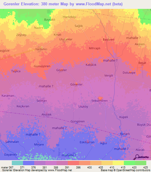 Gorenler,Turkey Elevation Map