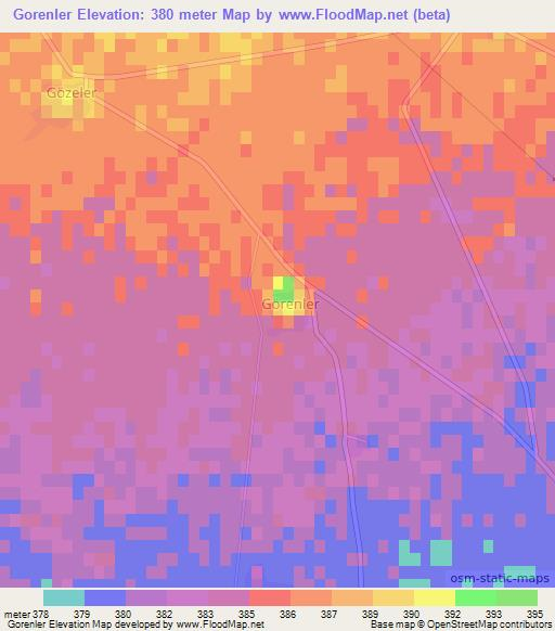 Gorenler,Turkey Elevation Map