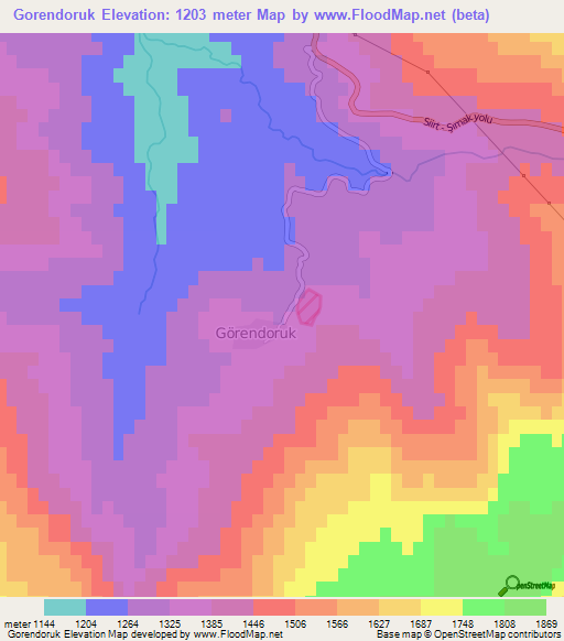 Gorendoruk,Turkey Elevation Map