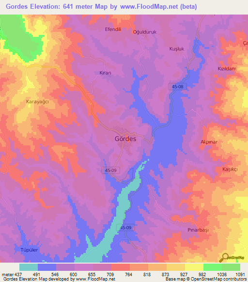 Gordes,Turkey Elevation Map