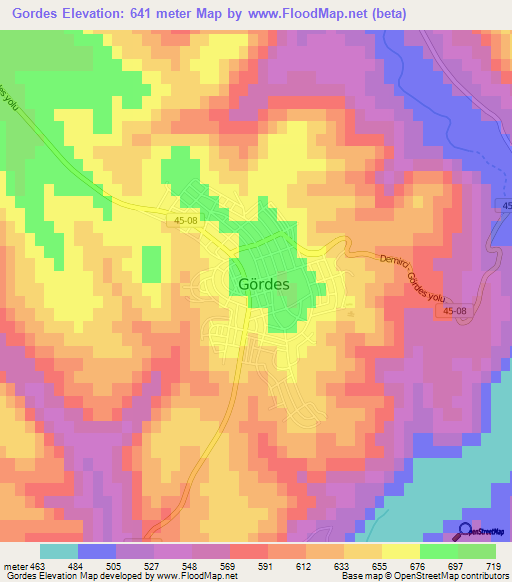 Gordes,Turkey Elevation Map