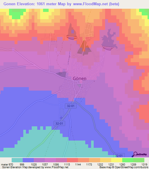 Gonen,Turkey Elevation Map