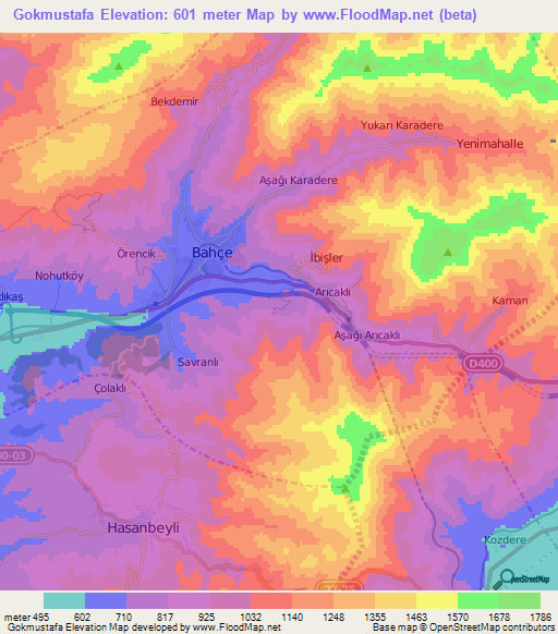 Gokmustafa,Turkey Elevation Map