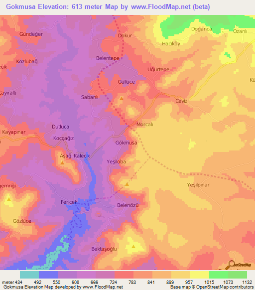 Gokmusa,Turkey Elevation Map