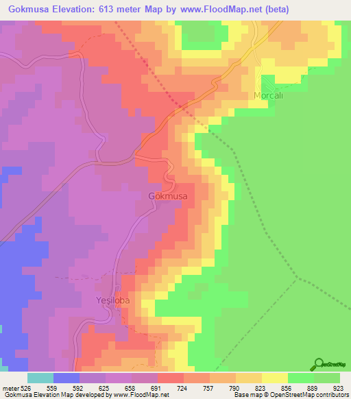 Gokmusa,Turkey Elevation Map