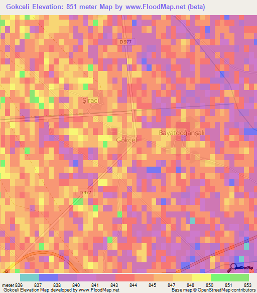 Gokceli,Turkey Elevation Map