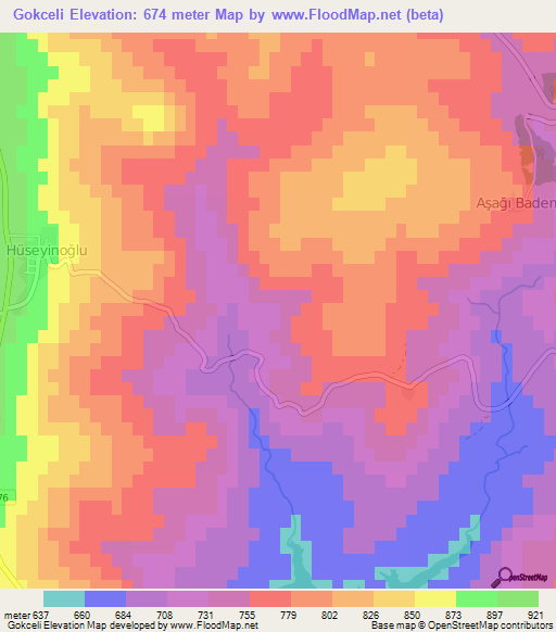 Gokceli,Turkey Elevation Map