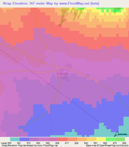 Kirap,Turkey Elevation Map