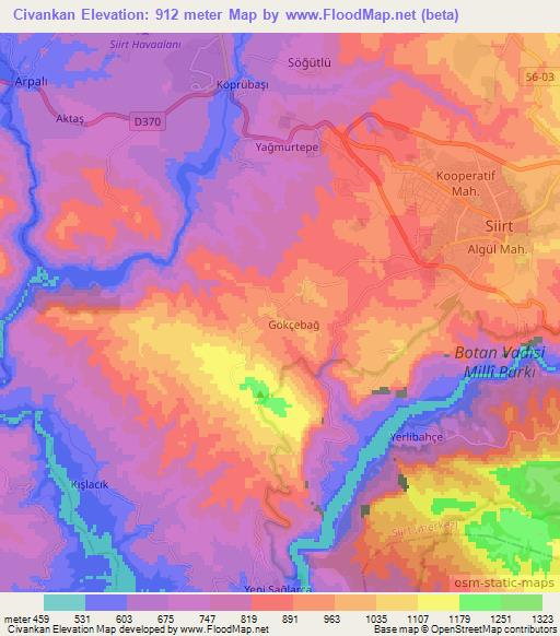 Civankan,Turkey Elevation Map