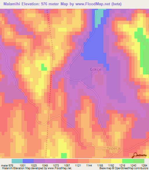 Malamihi,Turkey Elevation Map