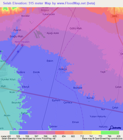 Selah,Turkey Elevation Map