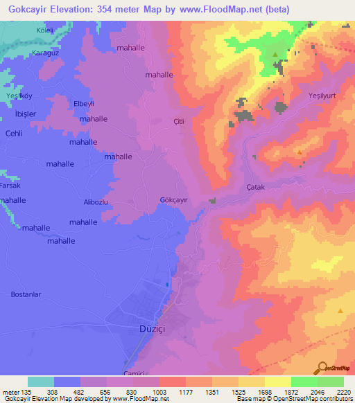 Gokcayir,Turkey Elevation Map