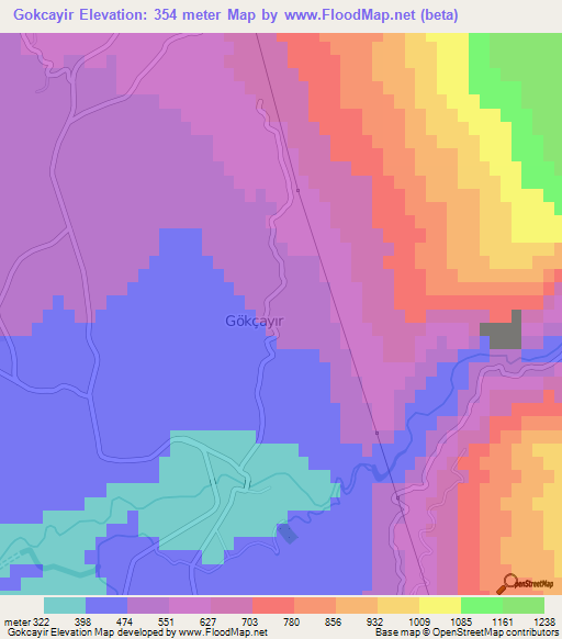 Gokcayir,Turkey Elevation Map