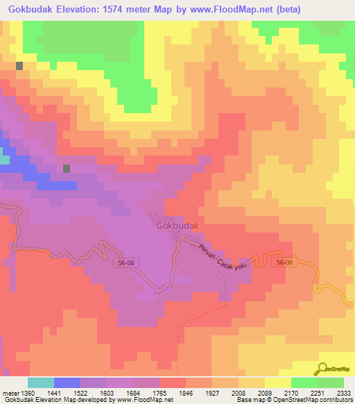 Gokbudak,Turkey Elevation Map