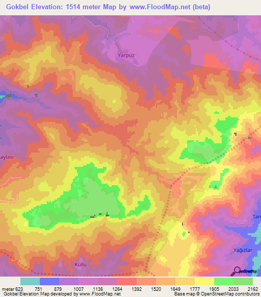 Gokbel,Turkey Elevation Map