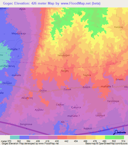 Gogec,Turkey Elevation Map