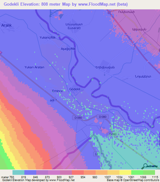 Godekli,Turkey Elevation Map