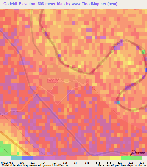 Godekli,Turkey Elevation Map