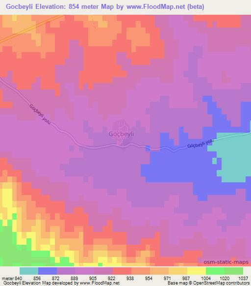 Gocbeyli,Turkey Elevation Map