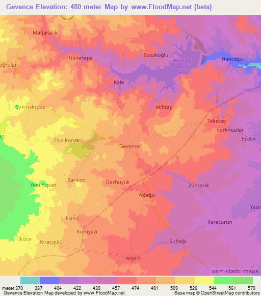 Gevence,Turkey Elevation Map