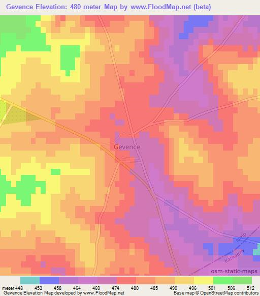 Gevence,Turkey Elevation Map